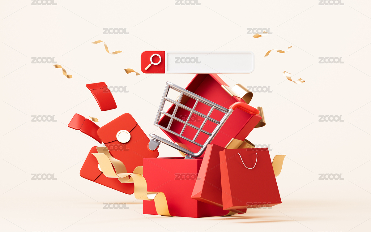 三維卡通購(gòu)物車購(gòu)物主題3D渲染（主預(yù)覽-6937141） - 未分類 - 站酷設(shè)計(jì)師VinkFan原創(chuàng)素材 - 站酷ZCOOL