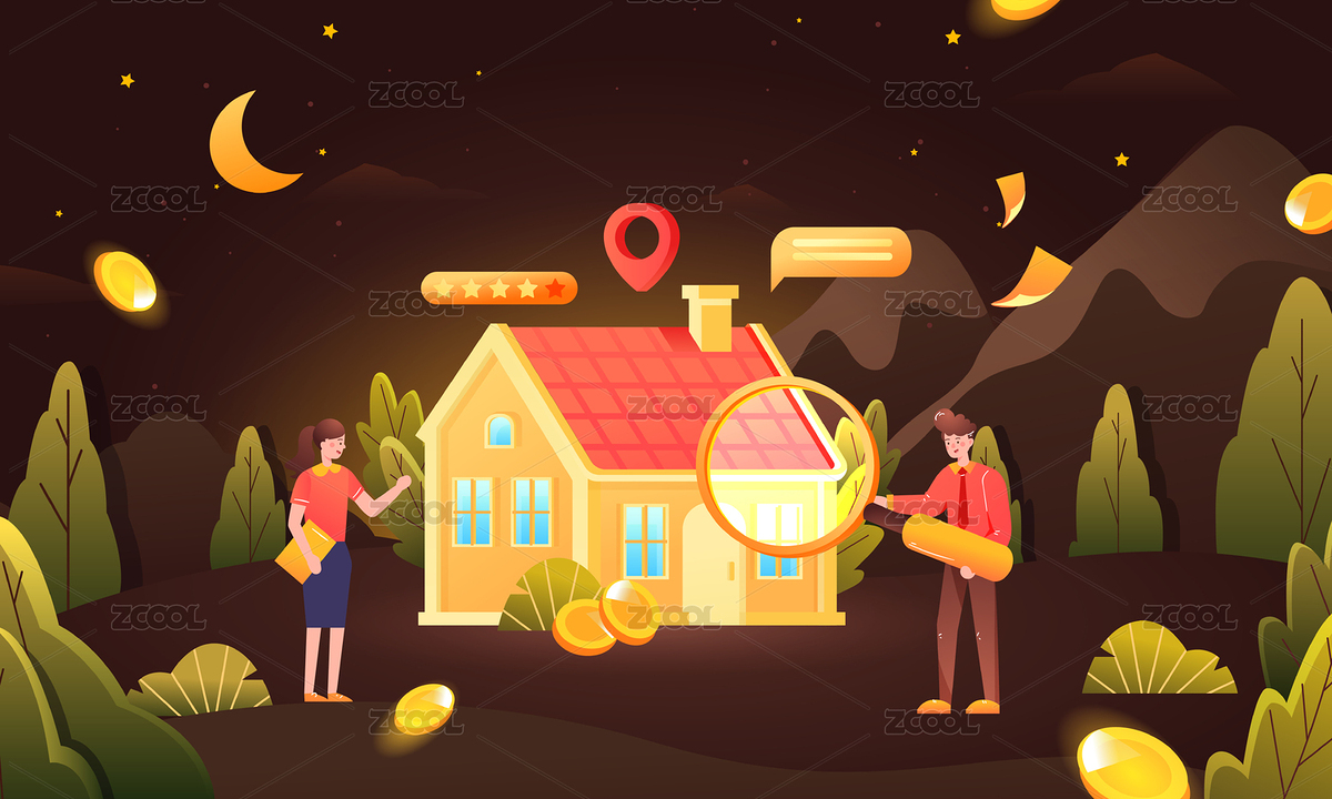 卡通房地產(chǎn)租房買房返現(xiàn)紅包活動矢量背景插畫（主預(yù)覽-8173089） - 未分類 - 站酷設(shè)計師keeein原創(chuàng)素材 - 站酷ZCOOL