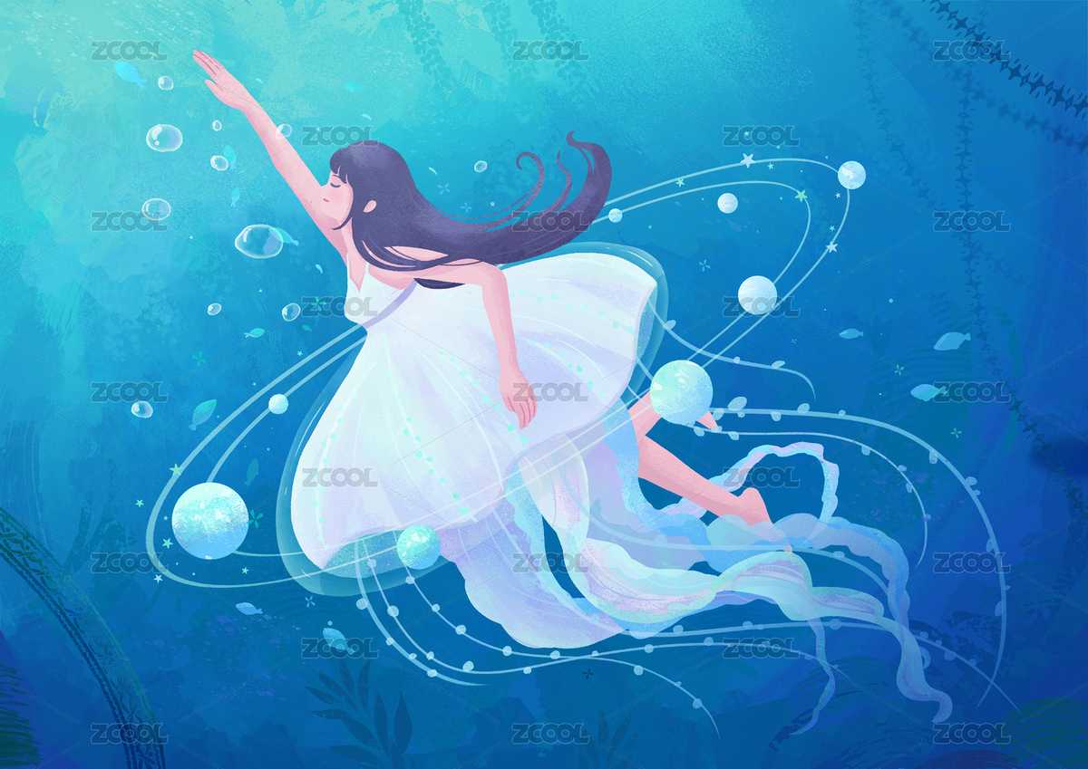女孩水母星球奇幻插画（主预览-9522950） - 未分类 - 站酷设计师九月浩瀚原创素材 - 站酷ZCOOL