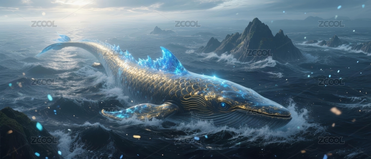 巨鯨奇幻感海洋場景（主預(yù)覽-10594799） - 未分類 - 站酷設(shè)計師橘貓視覺原創(chuàng)素材 - 站酷ZCOOL