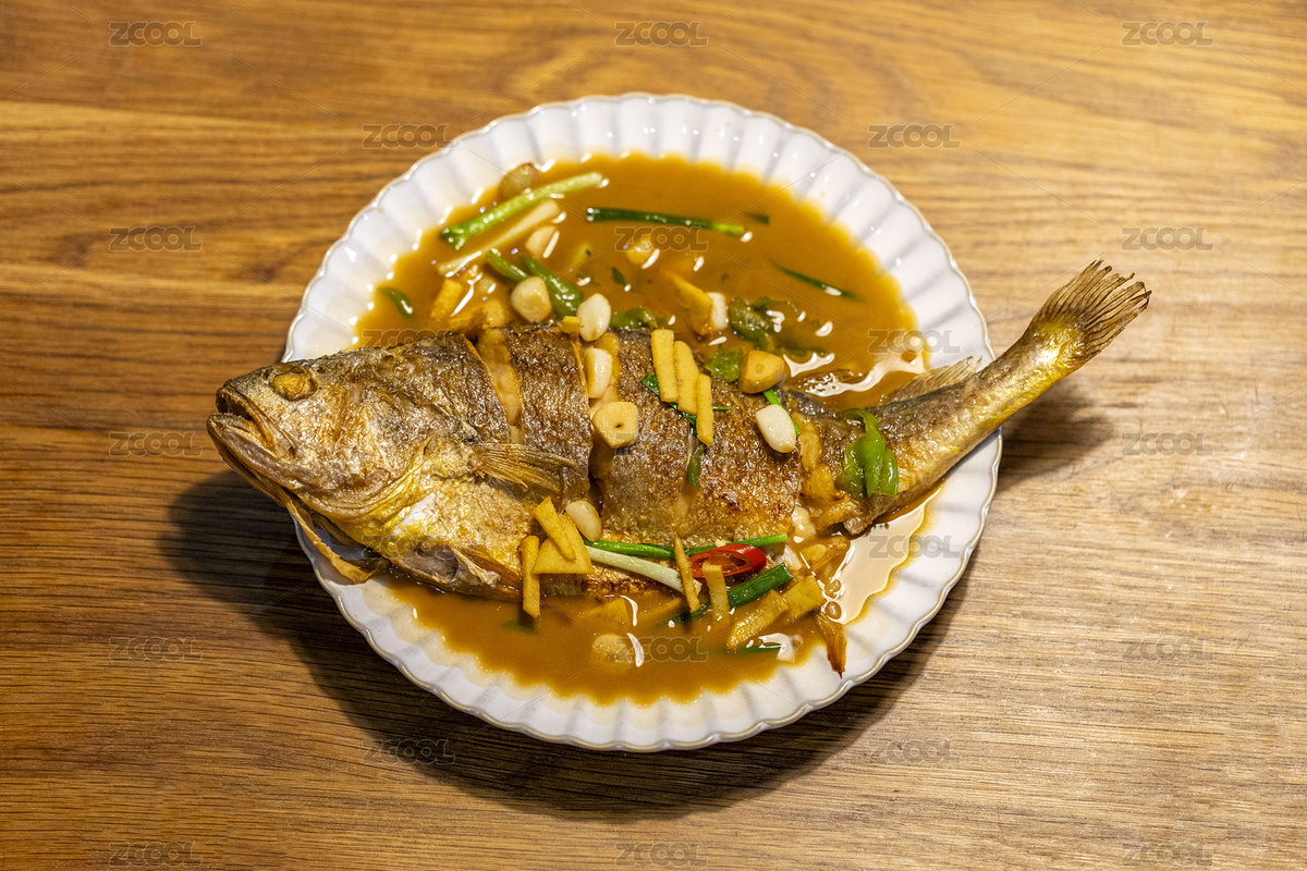 放在桌上的一盤紅燒黃魚（主預覽-9370546） - 未分類 - 站酷設計師茄子小兩口原創(chuàng)素材 - 站酷ZCOOL