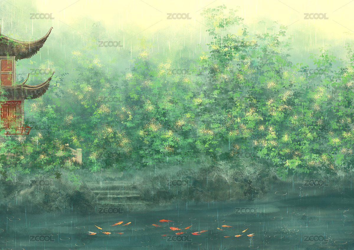 古风风景春雨春池（主预览-8780172） - 未分类 - 站酷设计师画画的寂阳JIYANG原创素材 - 站酷ZCOOL