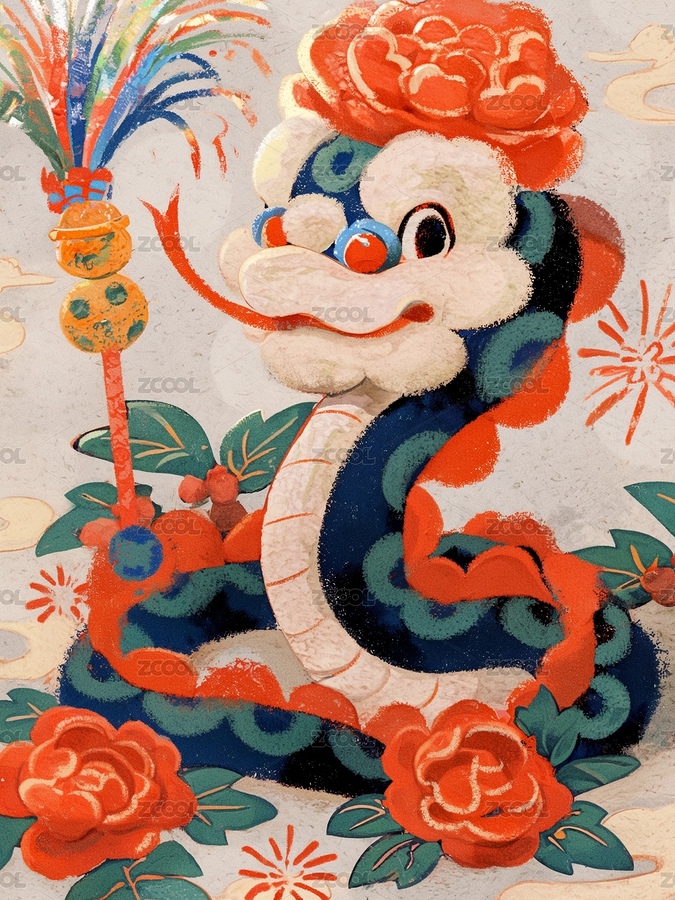 蛇年插畫(huà)海報(bào)（主預(yù)覽-8716350） - 未分類 - 站酷設(shè)計(jì)師Naco｜here原創(chuàng)素材 - 站酷ZCOOL