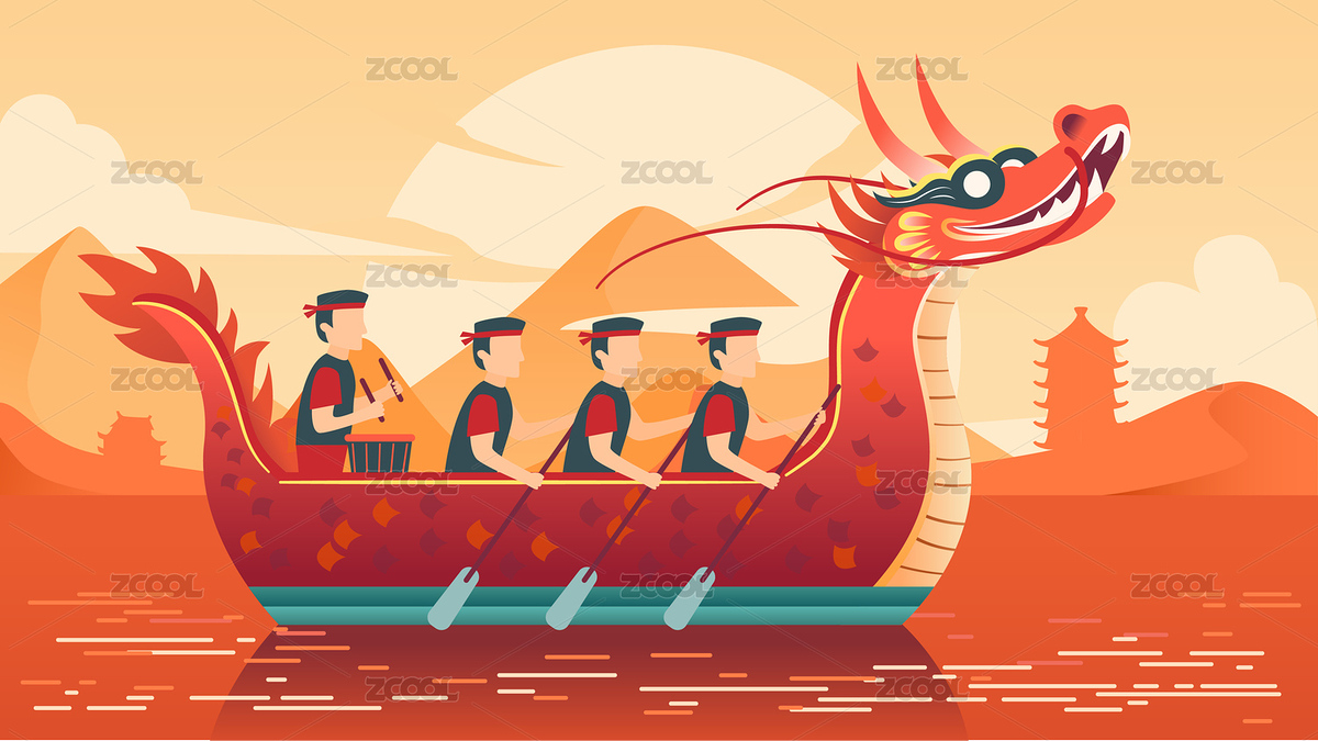 端午龙舟扁平矢量插画横版（主预览-304449） - 未分类 - 站酷设计师云光光原创素材 - 站酷ZCOOL