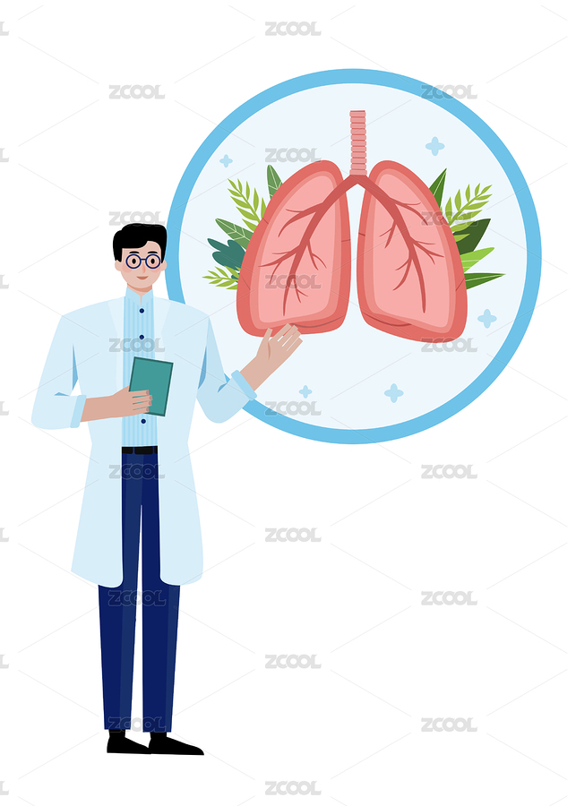 一位醫(yī)生在介紹肺部 創(chuàng)意插畫(huà)元素（主預(yù)覽-1023573） - 未分類 - 站酷設(shè)計(jì)師荔紫原創(chuàng)素材 - 站酷ZCOOL