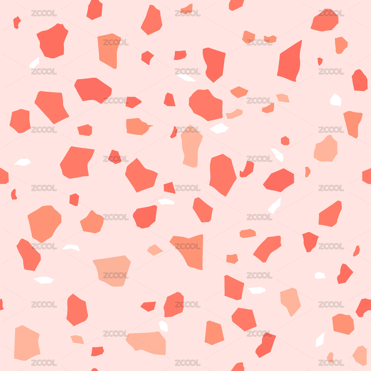 Terrazzo seamless pattern.Living Coral