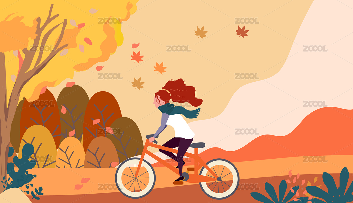 秋日風(fēng)景戶外運(yùn)動(dòng)騎車矢量橫版無字（主預(yù)覽-4187588） - 未分類 - 站酷設(shè)計(jì)師Connie康妮原創(chuàng)素材 - 站酷ZCOOL