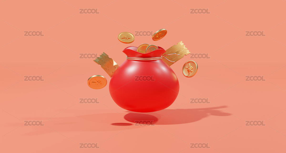 红色钱袋里面装满金币背后是优惠券3D插画（主预览-9018272） - 未分类 - 站酷设计师扁豆君Dream原创素材 - 站酷ZCOOL