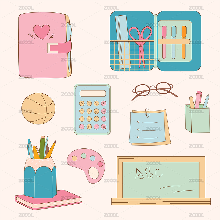 卡通手繪復(fù)古學(xué)習(xí)簡(jiǎn)筆畫元素（主預(yù)覽-6258762） - 未分類 - 站酷設(shè)計(jì)師corelead原創(chuàng)素材 - 站酷ZCOOL