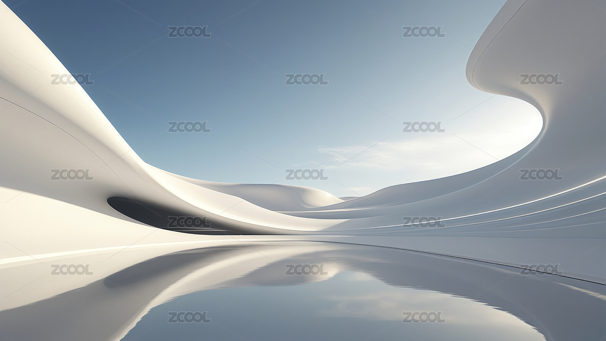 無(wú)人廣場(chǎng)白色彎曲弧形建筑與倒影有天空背景（主預(yù)覽-8595717） - 未分類 - 站酷設(shè)計(jì)師hqrloveq原創(chuàng)素材 - 站酷ZCOOL