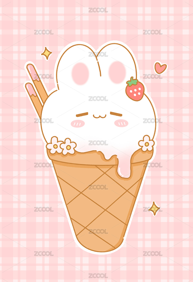 兔子草莓冰淇淋（主預(yù)覽-1493189） - 未分類(lèi) - 站酷設(shè)計(jì)師mabumafana原創(chuàng)素材 - 站酷ZCOOL