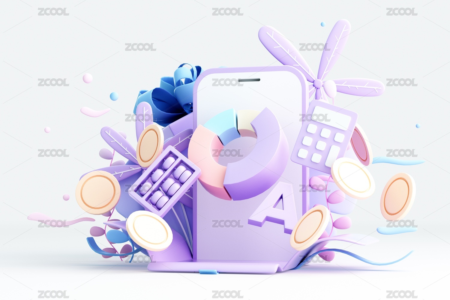 3D渲染的手机场景图