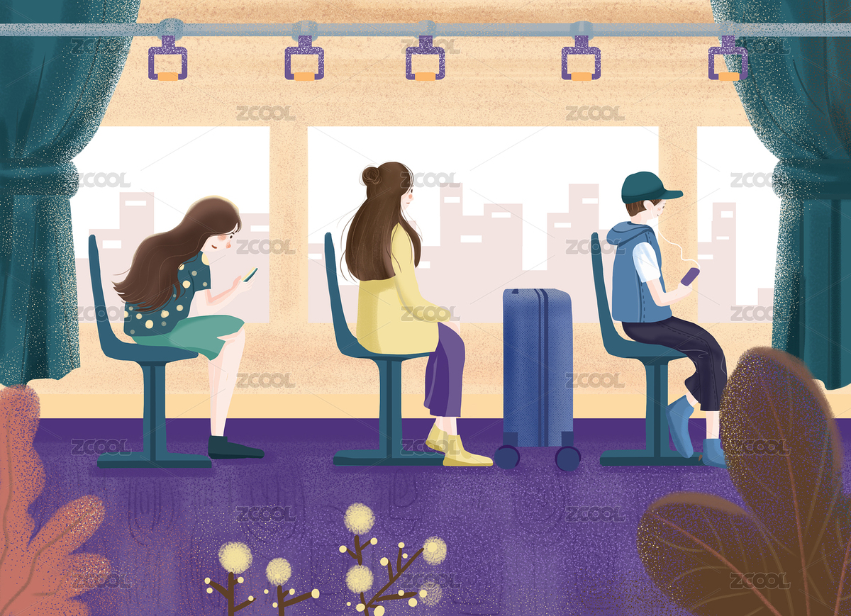 坐在公交車上的人在玩手機（主預覽-3798355） - 未分類 - 站酷設計師愛畫畫的蕭藍原創(chuàng)素材 - 站酷ZCOOL