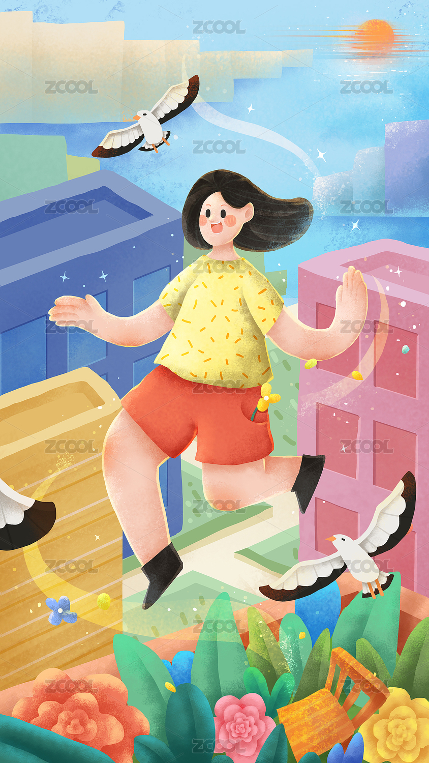 锁屏壁纸闪屏插画
