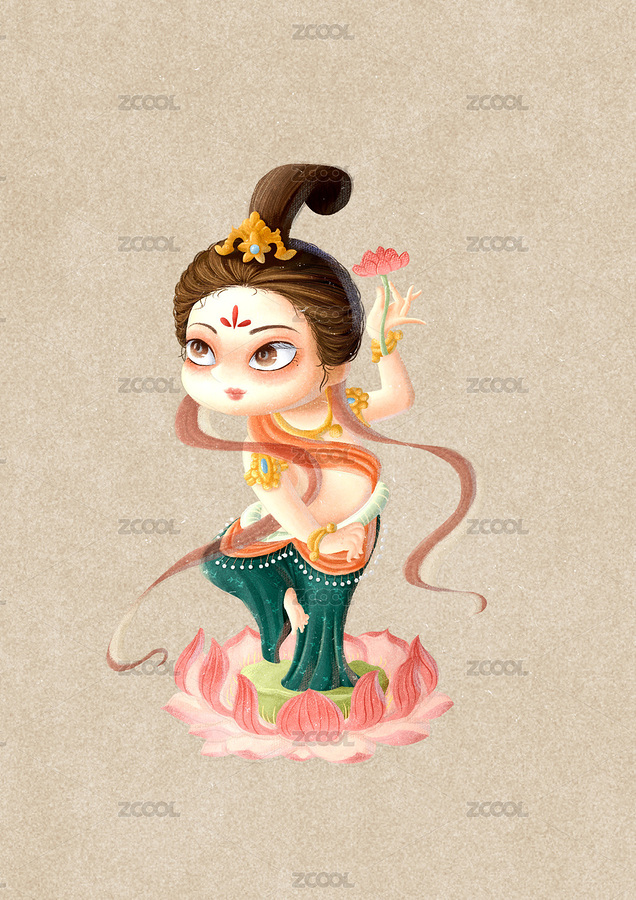 手持莲花的敦煌飞天小仙女（主预览-3005662） - 未分类 - 站酷设计师艺心yixin原创素材 - 站酷ZCOOL
