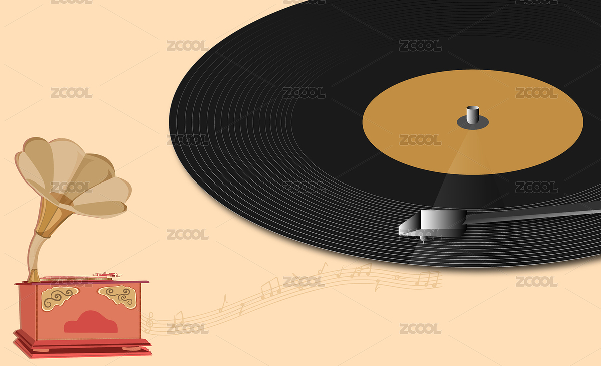 怀旧留声机与黑胶唱片插画（主预览-2781357） - 未分类 - 站酷设计师灵魂画师DJ药灵儿原创素材 - 站酷ZCOOL