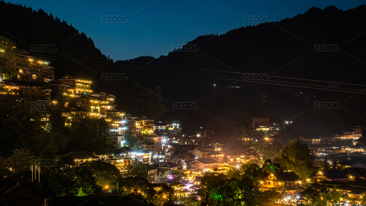 贵州西江千户苗寨夜景航拍（主预览-4311090） - 未分类 - 站酷设计师JZ0001原创素材 - 站酷ZCOOL