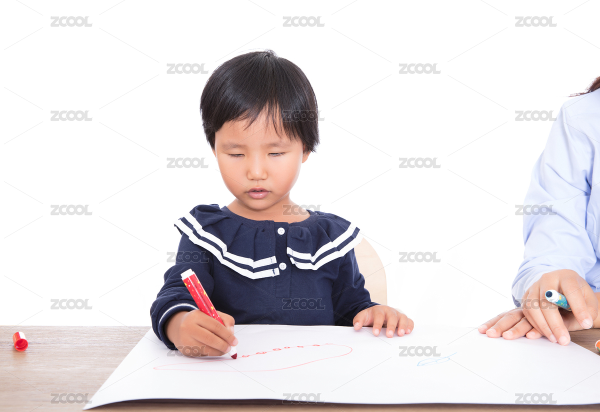 白背景前老師或孩子的媽媽在教孩子學(xué)習(xí)繪畫（主預(yù)覽-7207806） - 未分類 - 站酷設(shè)計(jì)師小羽怪原創(chuàng)素材 - 站酷ZCOOL
