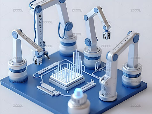 蓝白科技机械手臂图标