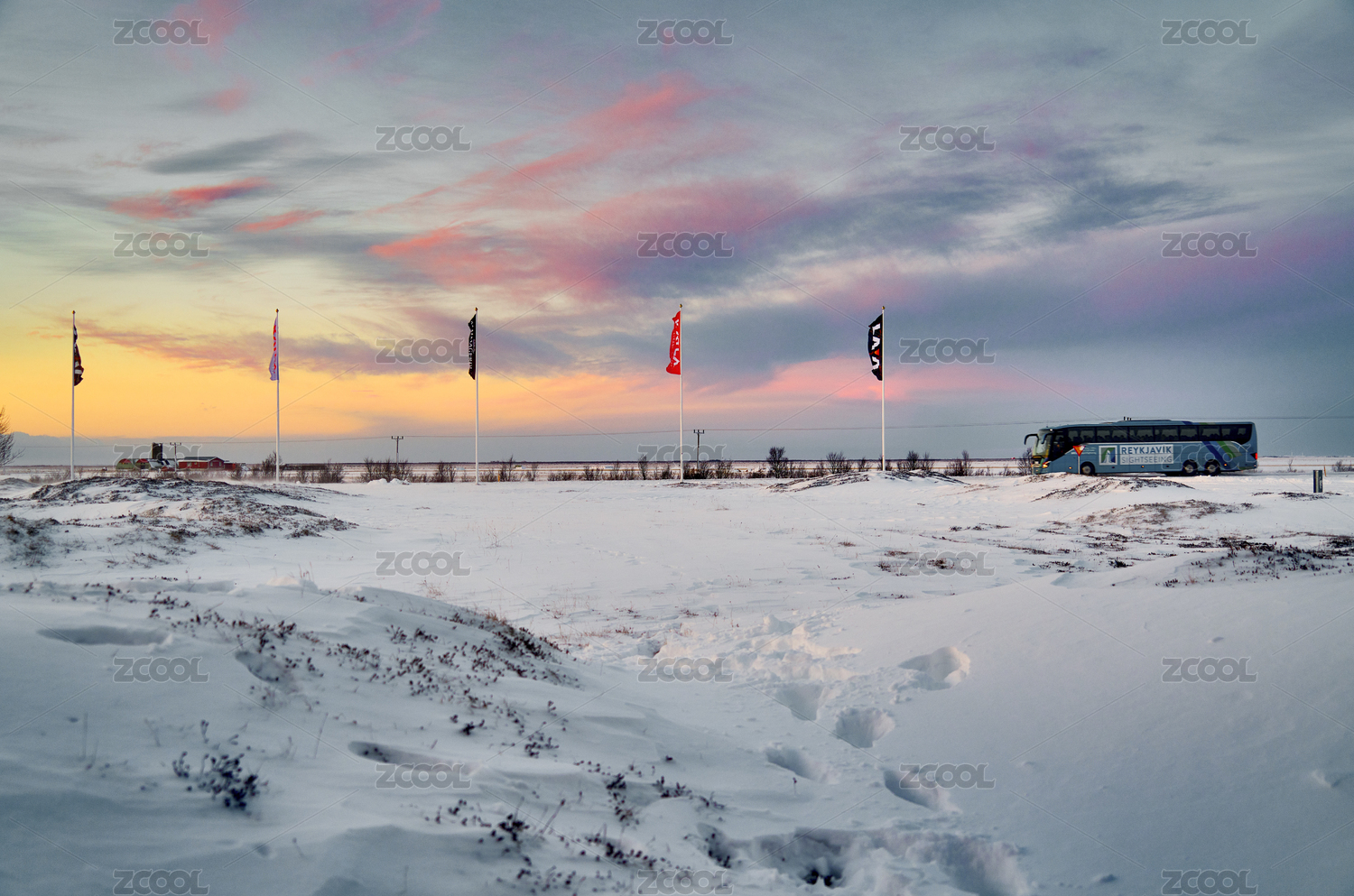 Snow desert winter landscape in Iceland