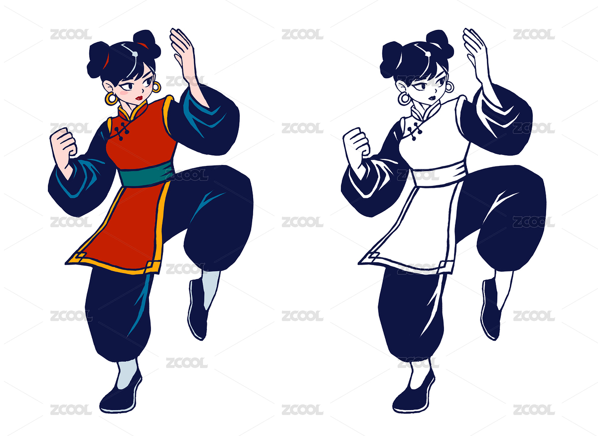 中國功夫女孩（主預(yù)覽-1661005） - 未分類 - 站酷設(shè)計師箕宿仙人原創(chuàng)素材 - 站酷ZCOOL