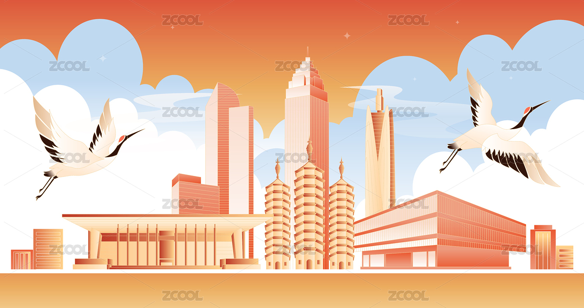 嘉兴城市天际线卡通插画（主预览-8905489） - 未分类 - 站酷设计师LIUXWEN原创素材 - 站酷ZCOOL