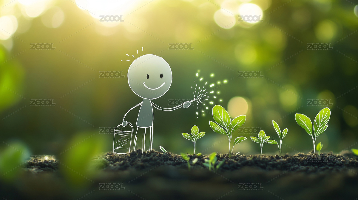 澆水的抽象手繪人物（主預(yù)覽-8954307） - 未分類 - 站酷設(shè)計師任屹云原創(chuàng)素材 - 站酷ZCOOL