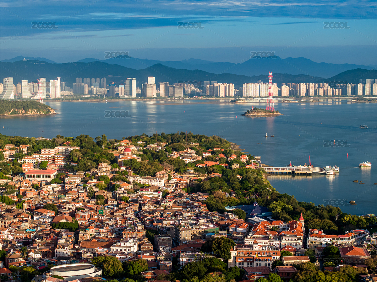 厦门鼓浪屿蓝天全景城市风景航拍（主预览-9262297） - 未分类 - 站酷设计师梦游前生原创素材 - 站酷ZCOOL