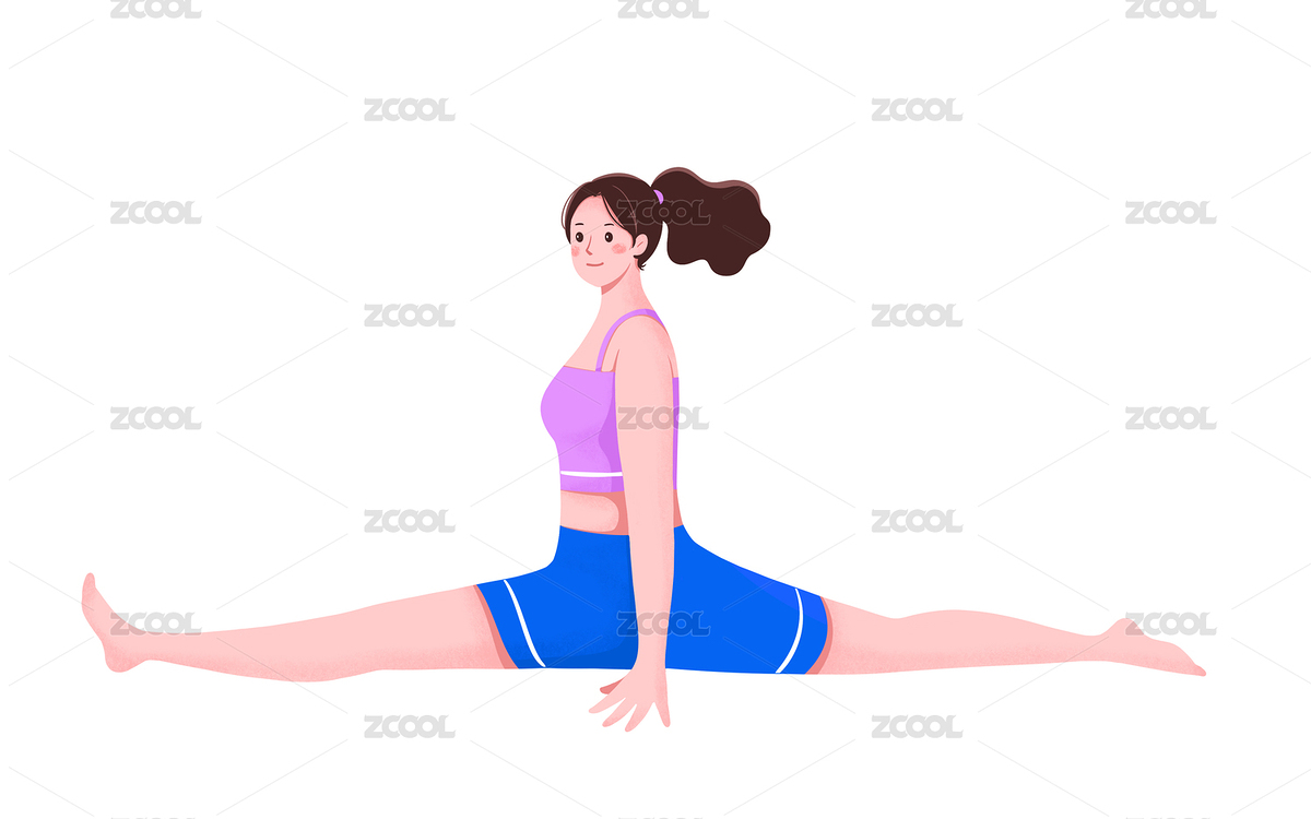 扁平插畫時(shí)尚青年女人在練習(xí)一字馬（主預(yù)覽-1429658） - 未分類 - 站酷設(shè)計(jì)師溫暖的文文原創(chuàng)素材 - 站酷ZCOOL