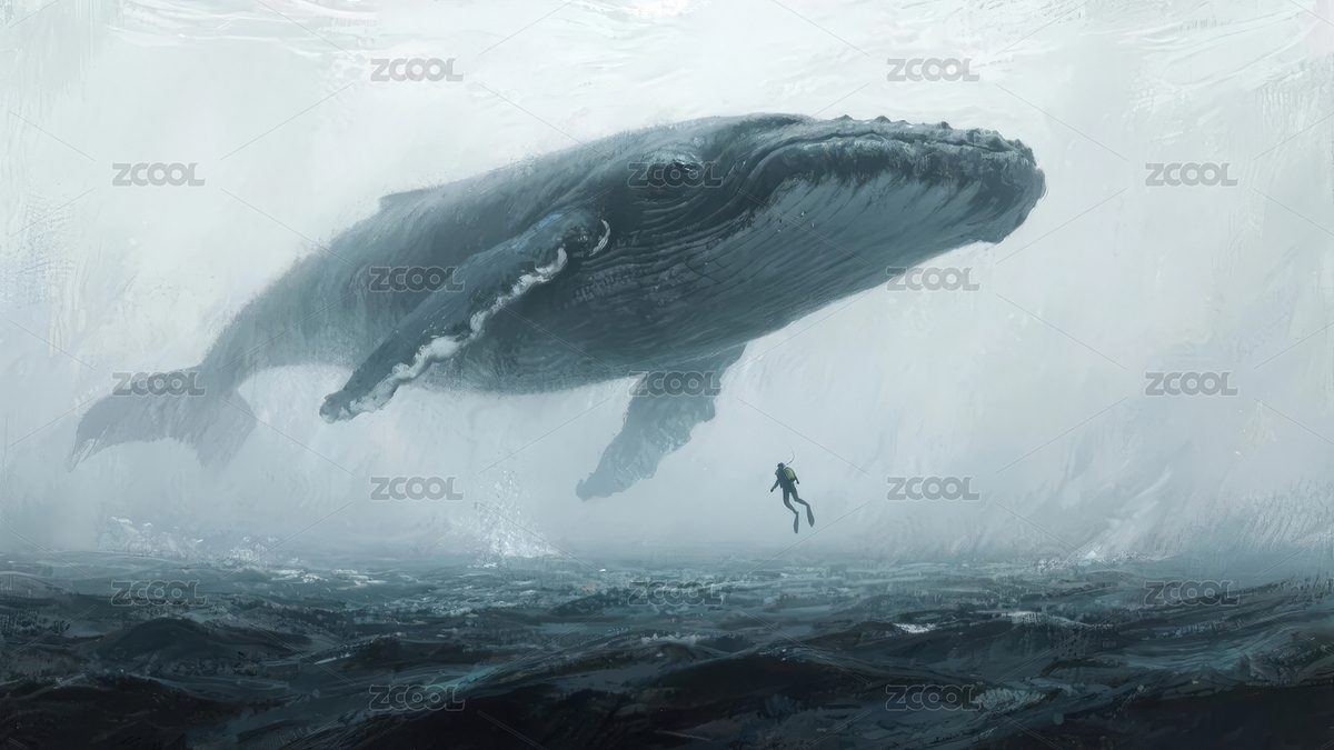 巨鯨游弋海面潛水者仰望壯觀景象（主預(yù)覽-12388998） - 未分類 - 站酷設(shè)計師AI訓(xùn)圖原創(chuàng)素材 - 站酷ZCOOL