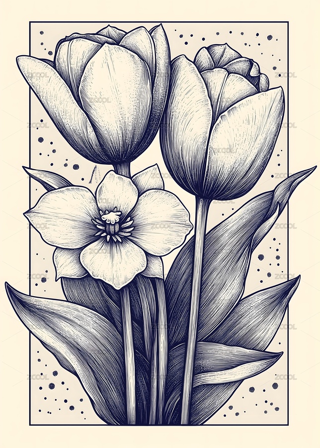 精致的郁金香和嚏根草花卉圖（主預(yù)覽-9273269） - 未分類 - 站酷設(shè)計師愛是一道光，原創(chuàng)素材 - 站酷ZCOOL