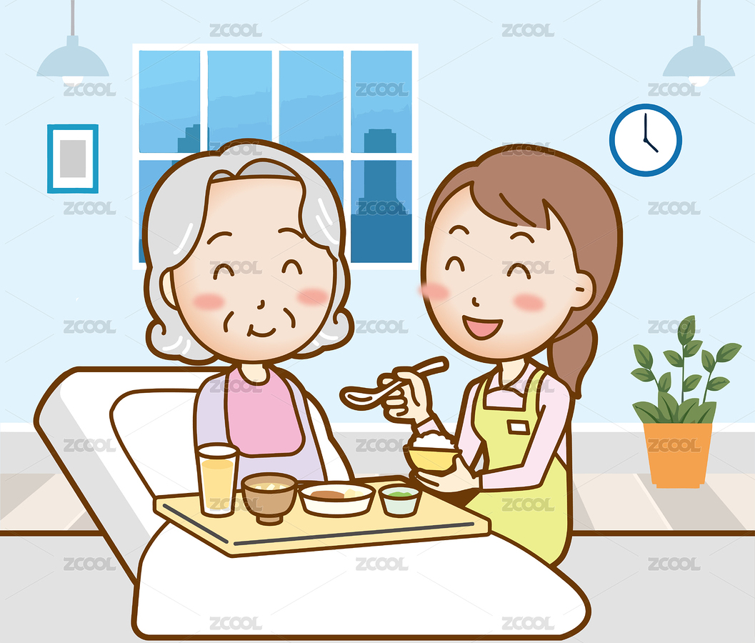 卡通可愛手繪風(fēng)格的護士喂養(yǎng)老人康養(yǎng)服務(wù)（主預(yù)覽-2028317） - 未分類 - 站酷設(shè)計師huarong666原創(chuàng)素材 - 站酷ZCOOL