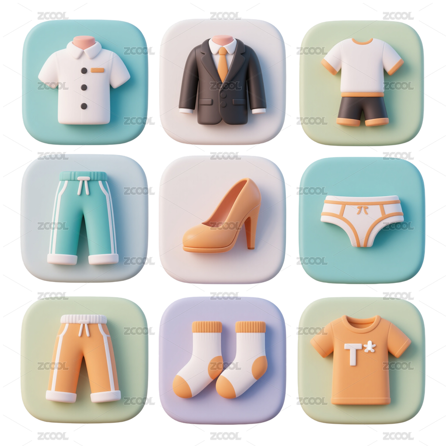 3D服装品类电商图标-免抠图icon（主预览-10098912） - 未分类 - 站酷设计师站酷素材原创素材 - 站酷ZCOOL