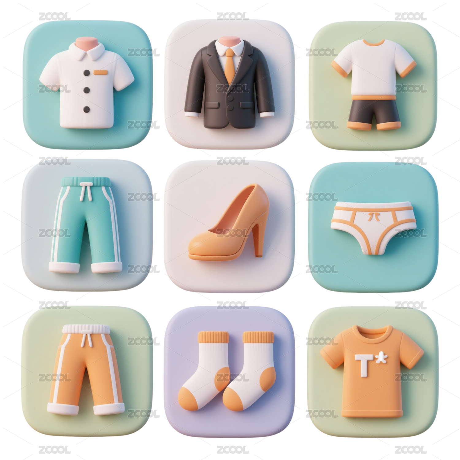 3D服装品类电商图标-免抠图icon