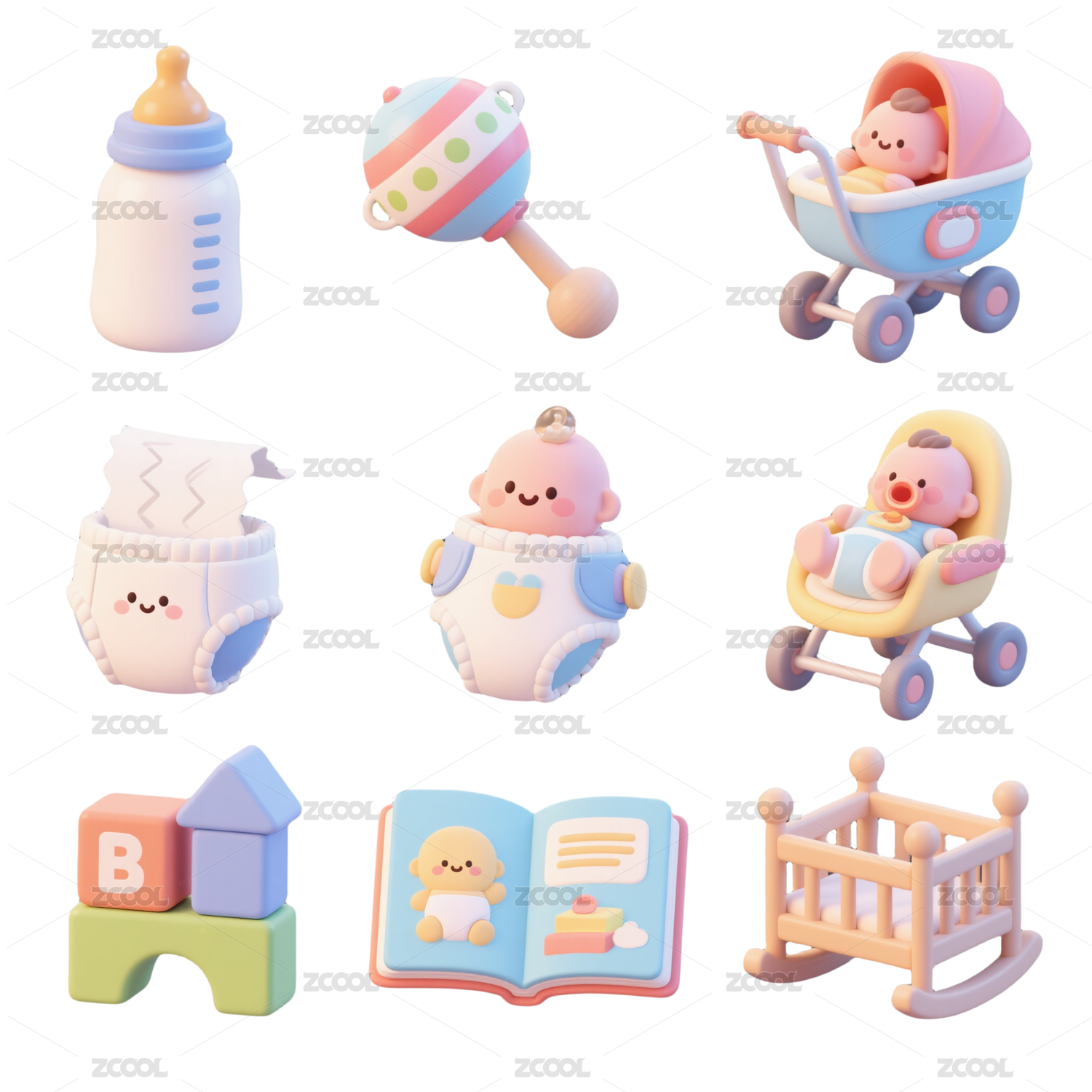 3D母婴品类电商图标-免抠图icon