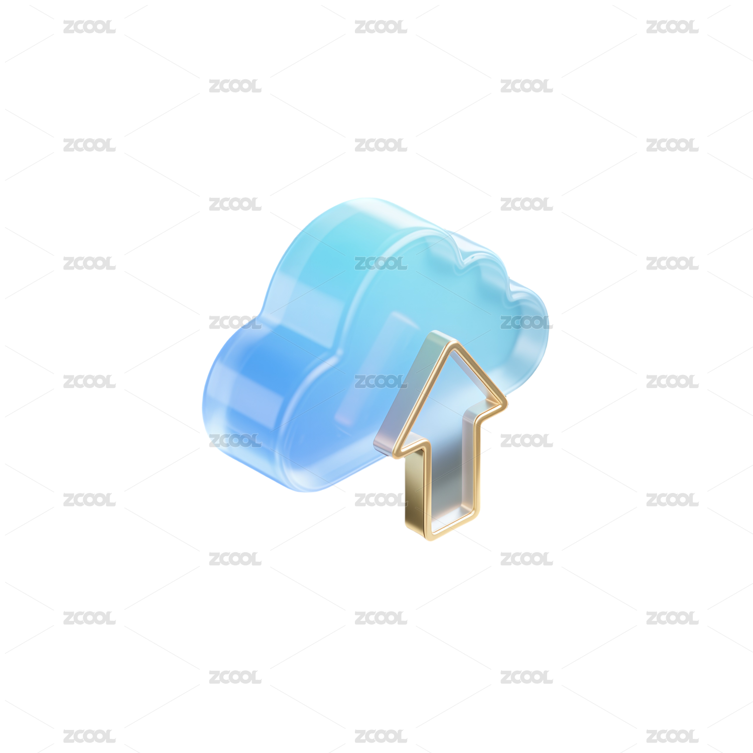 3D风格科技行业云服务图标插画