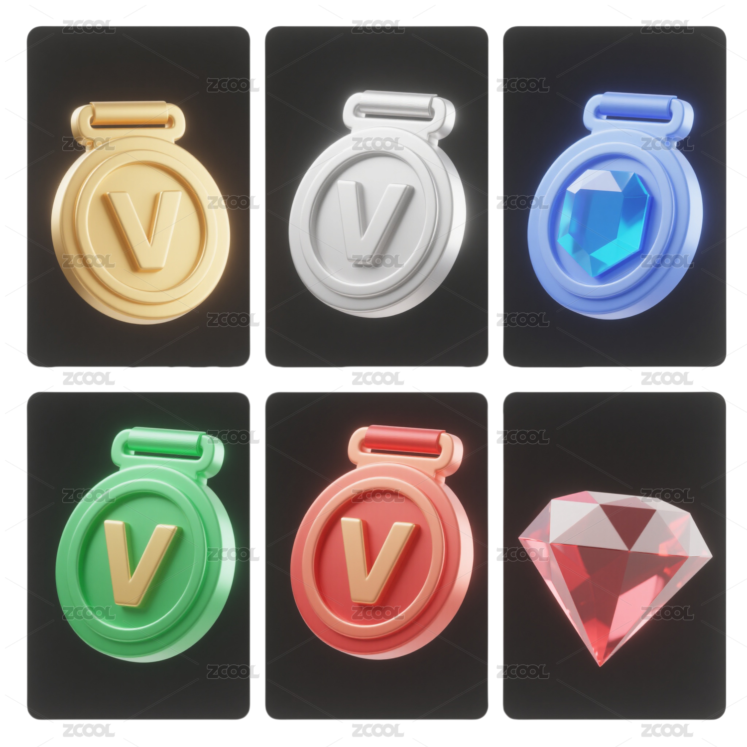 3D电商图标-会员徽章免抠图
