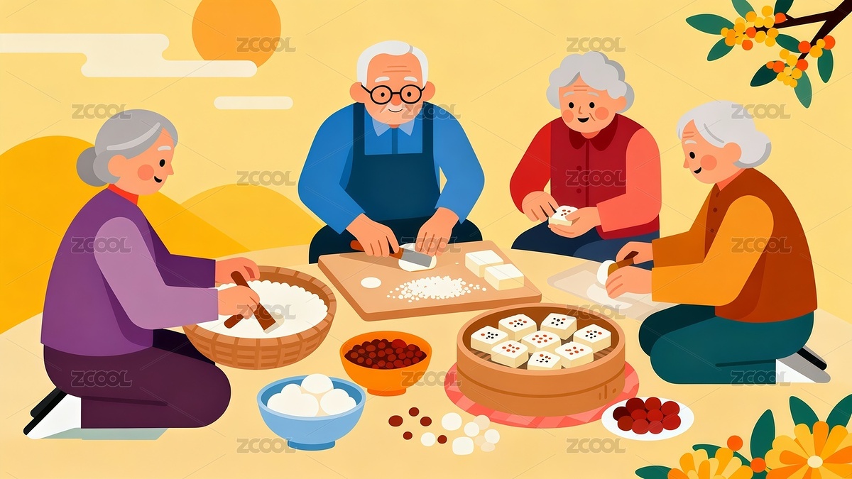 重阳节做重阳糕扁平风格插画（主预览-11471414） - 未分类 - 站酷设计师站酷素材原创素材 - 站酷ZCOOL