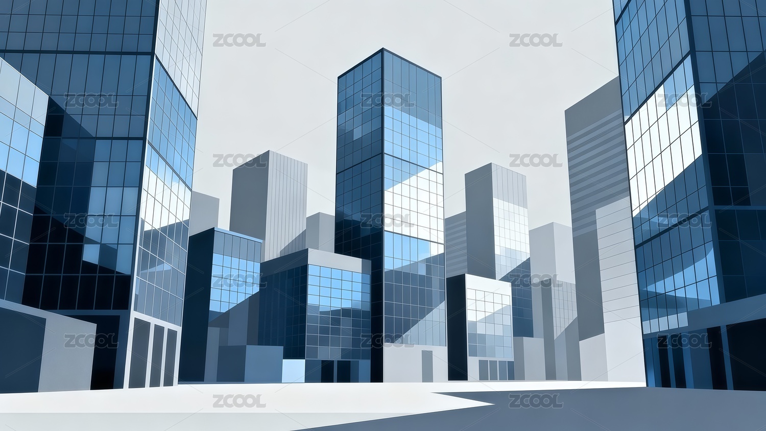 科技感建筑插画背景