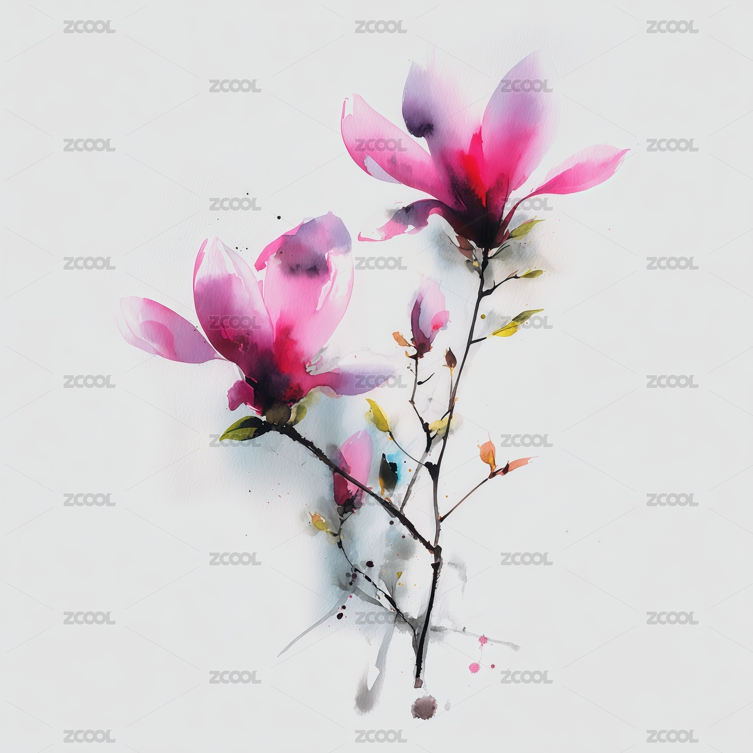 水彩花卉图案插画背景