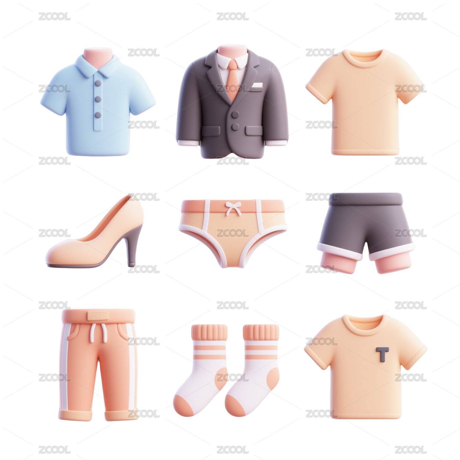 3D服装品类电商图标-免抠图icon