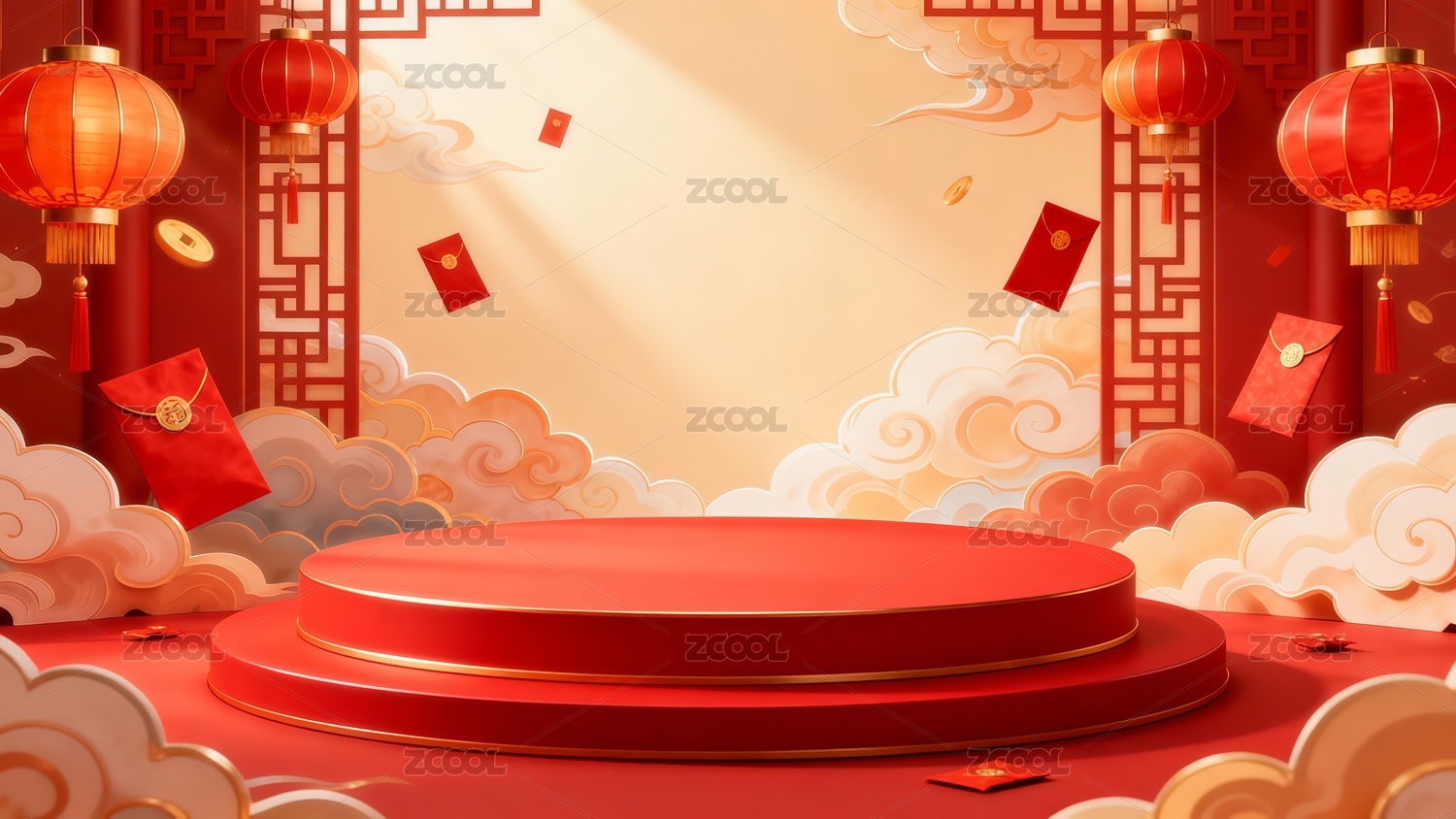 中国风电商展台插画