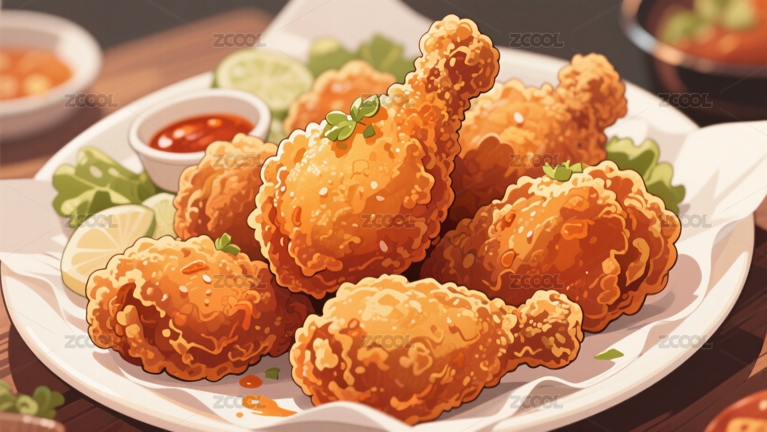 餐饮插画背景素材