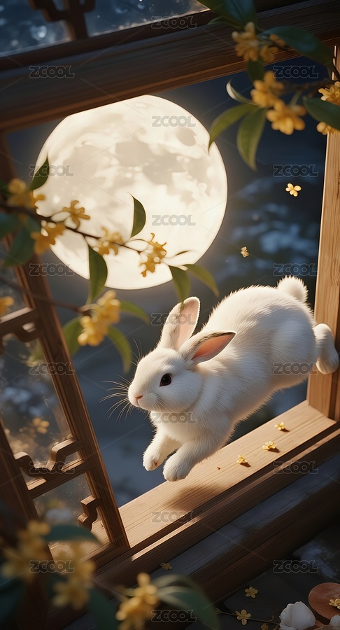 中秋节小兔子跳过窗台（主预览-10840668） - 未分类 - 站酷设计师站酷素材原创素材 - 站酷ZCOOL