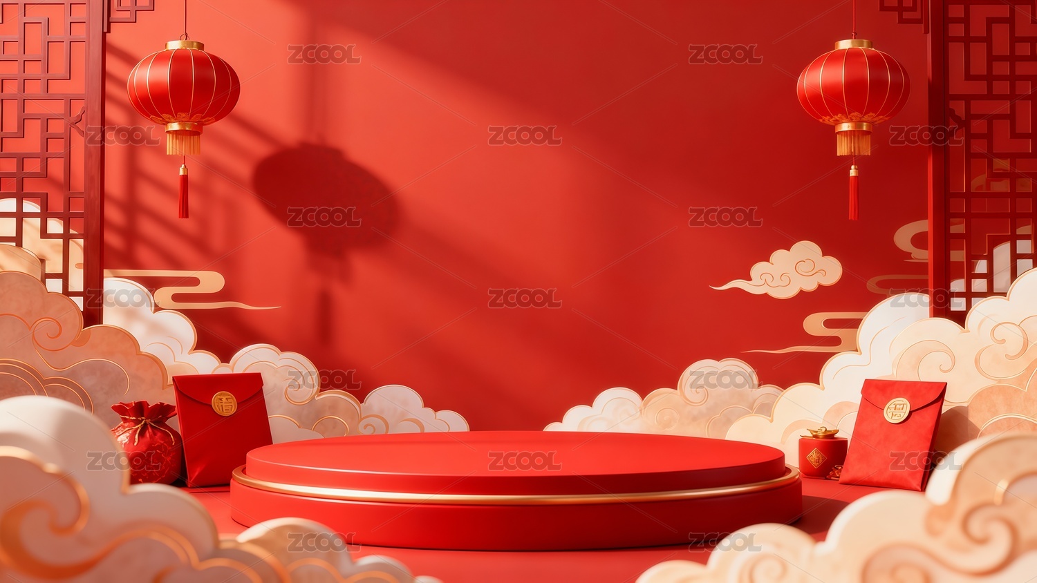 中国风电商展台插画