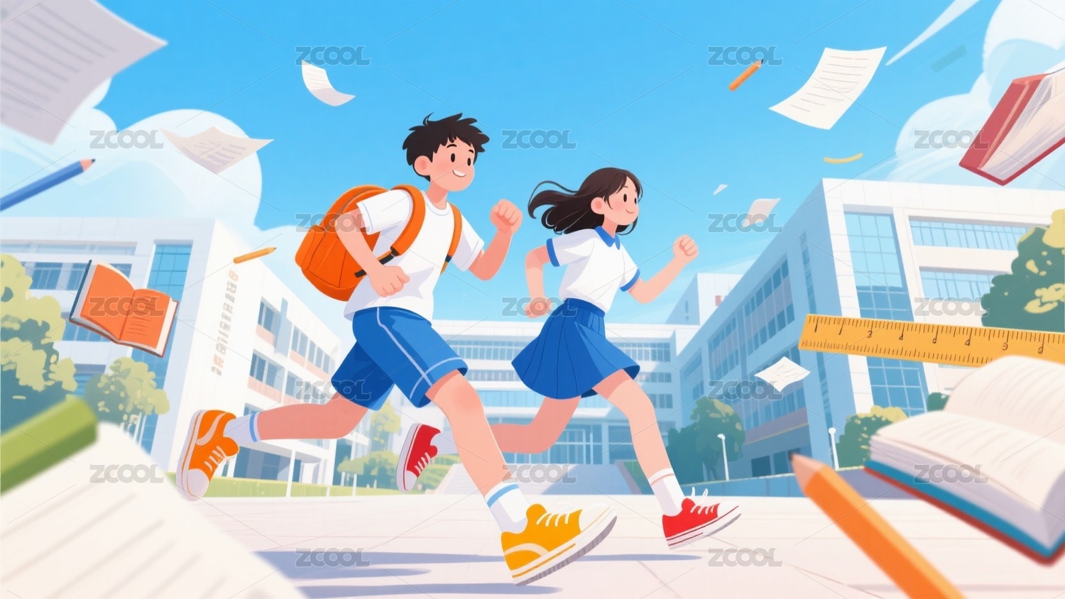 开学季插画背景