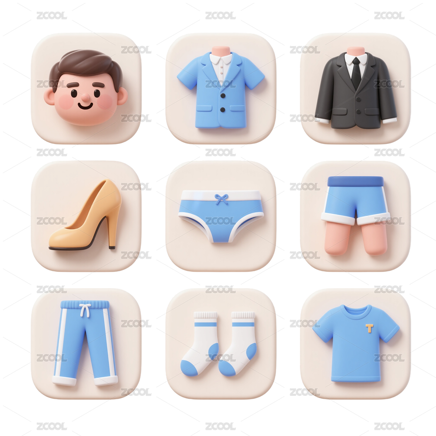 3D服装品类电商图标-免抠图icon（主预览-10098914） - 未分类 - 站酷设计师站酷素材原创素材 - 站酷ZCOOL