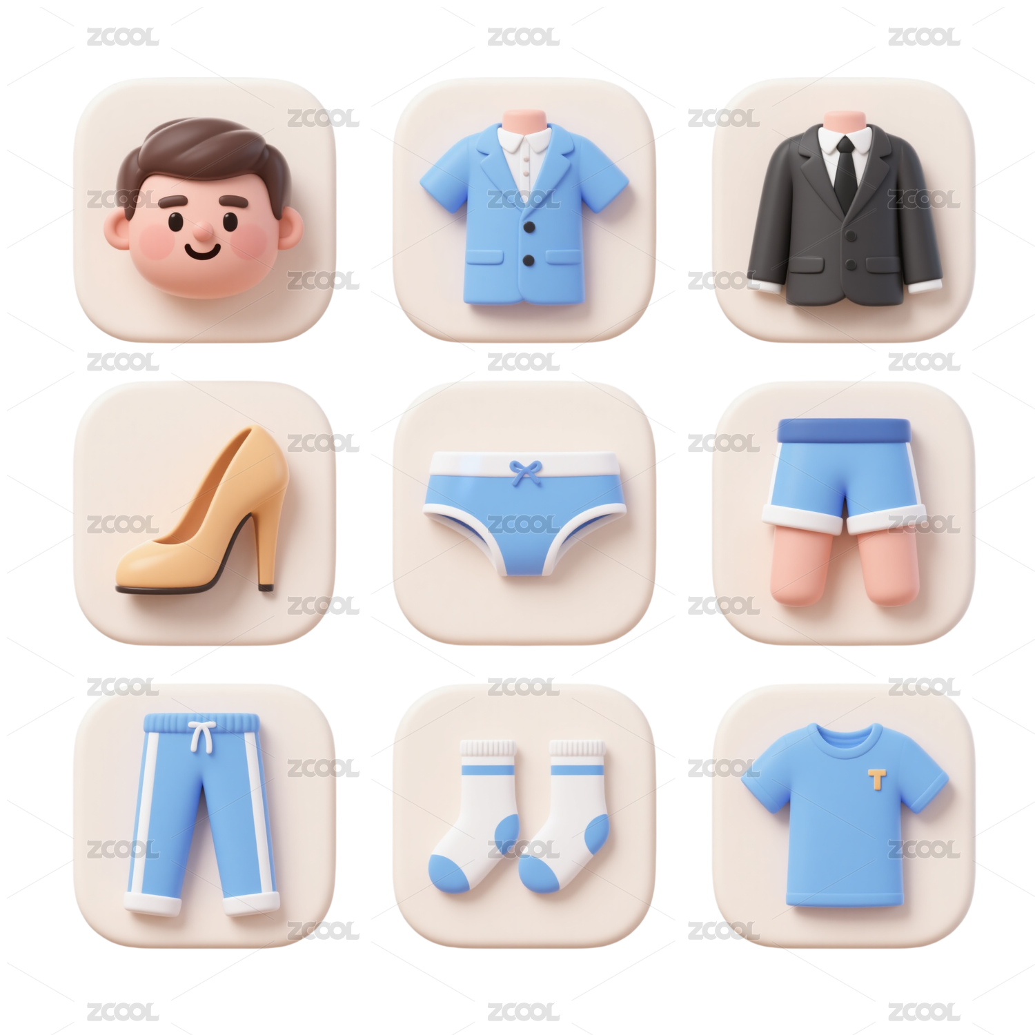 3D服装品类电商图标-免抠图icon