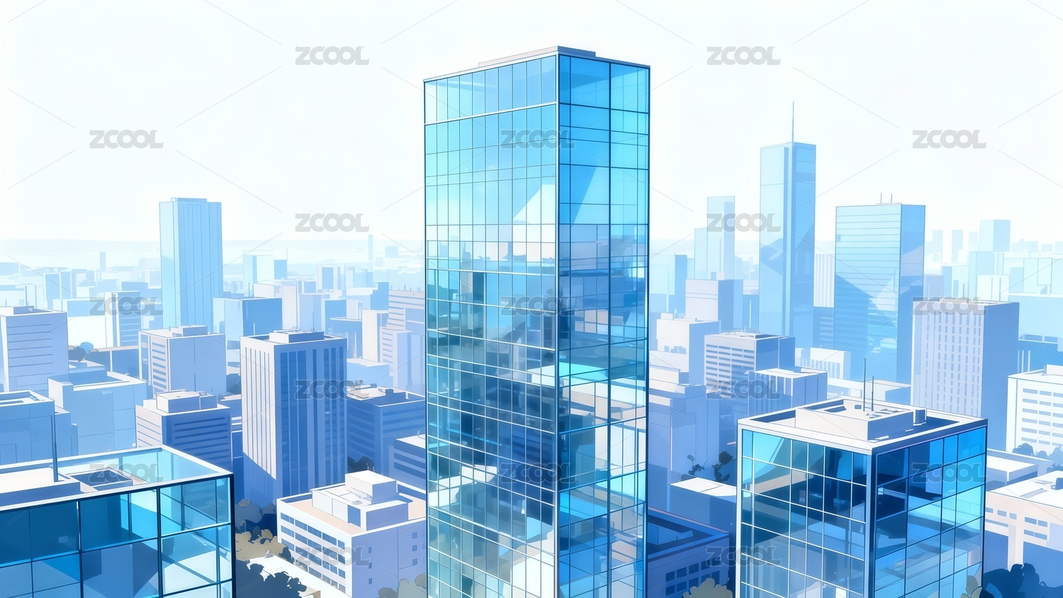 科技感建筑插画背景