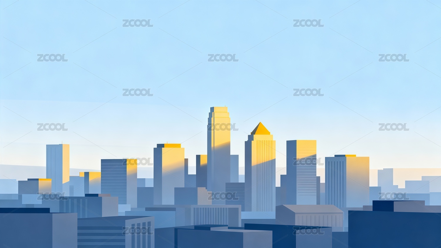 科技感建筑插画背景